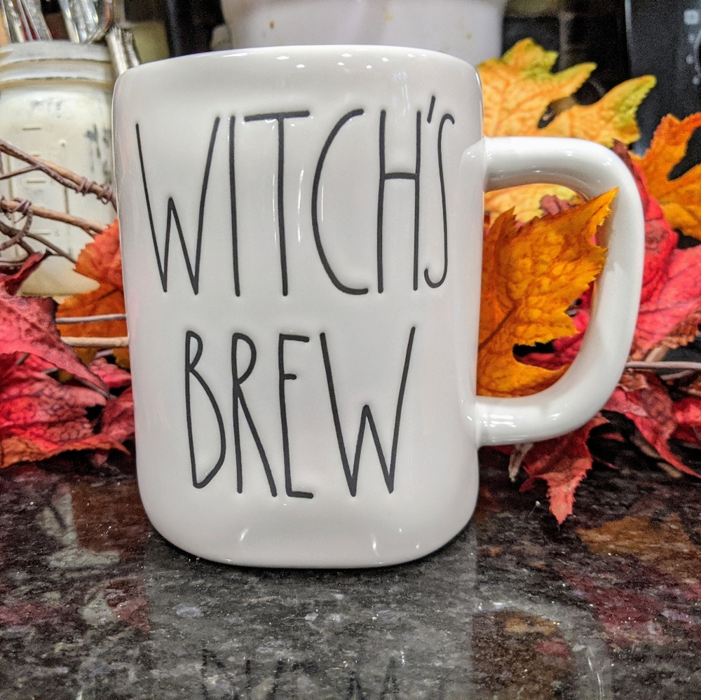 Rae Dunn Witch's Brew Halloween Mug White and Acid Green NEW